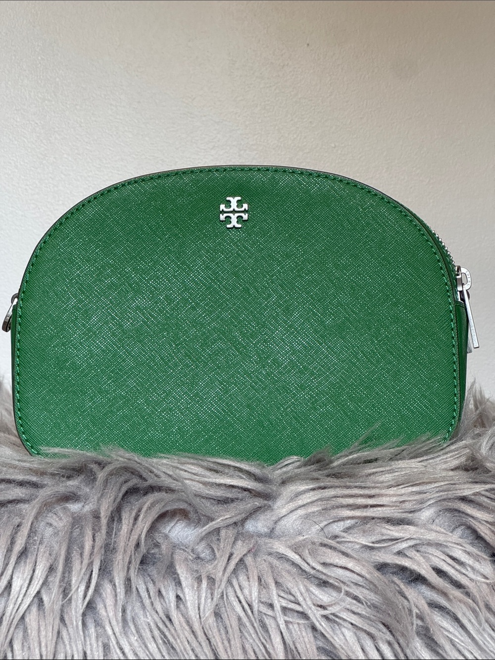 Tory Burch Green Leather Mini Crossbody Bag | Double T Logo